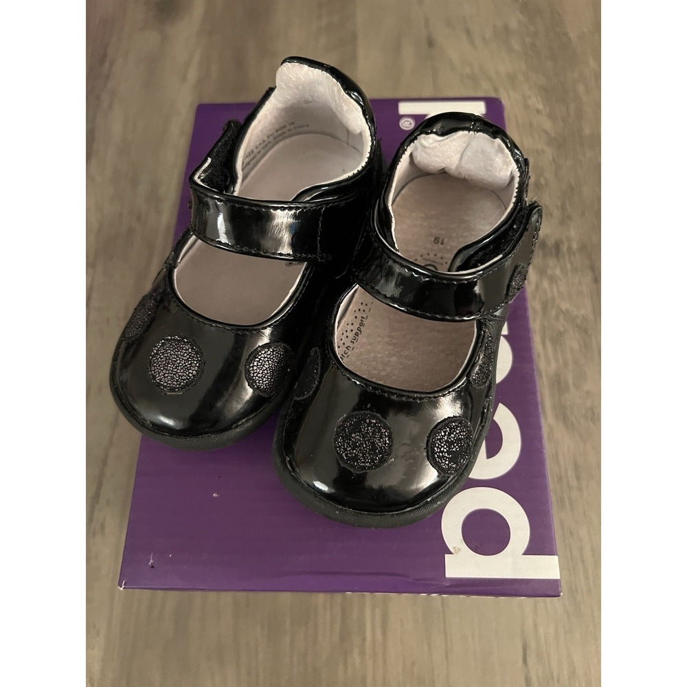 Pediped Toddler Girls Giselle Black‎ Patent Leather Shoes w/ Box Sz 4/4.5 VGC!